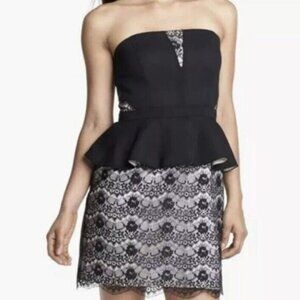 Max and Cleo Adrienne Peplum Lace Mini Dress Size 12 NWT